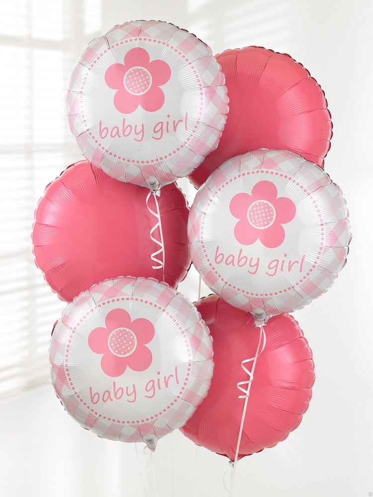 new baby girl flowers and balloons