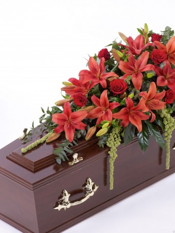 Lily and Rose Casket Spray Red