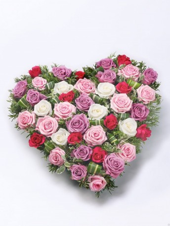 Mixed Rose Heart Red & Pink