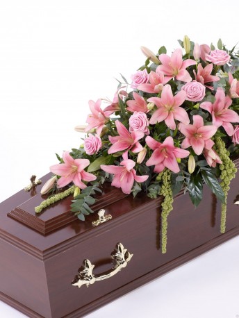 Lily and Rose Casket Spray Pink