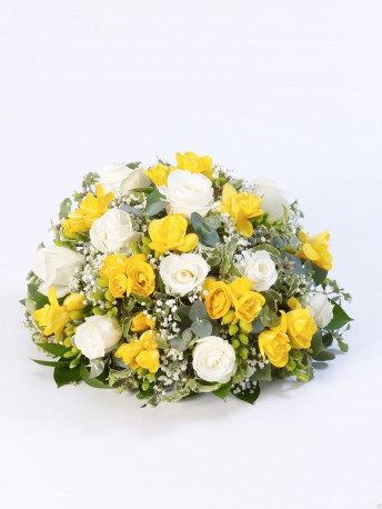 Rose and Freesia Posy Yellow & White