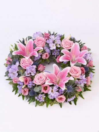 Rose and Lily Wreath Pink & Lilac