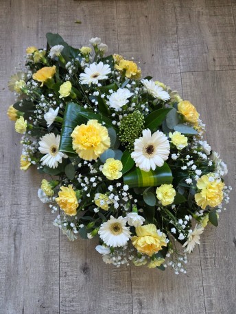 Carnation & Germini Teardrop Spray - Yellow & White
