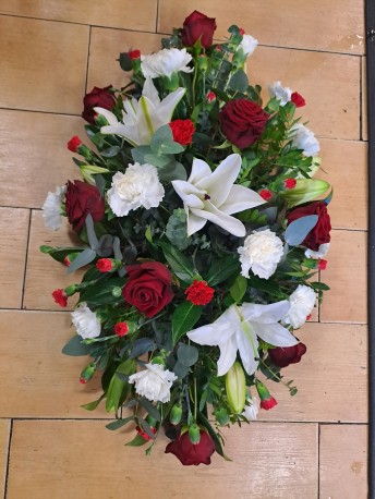 Lily & Rose Casket Spray - Red & White