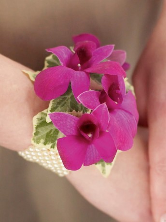 Rich Purple Dendrobium Orchid Wrist Corsage