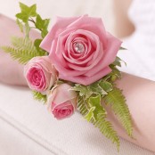 Pink Rose & Fern Wrist Corsage