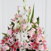 Pink Rose, Lily and Gladioli Service Arrangement Pink Rose Lily and Gladioli Service Arrangement