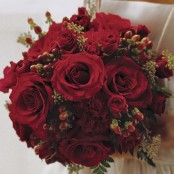 Scarlet Rose & Berry Bridal Bouquet
