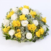 Rose and Freesia Posy Yellow & White