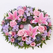 Rose and Lily Wreath Pink & Lilac