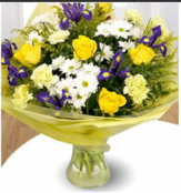 Lemon,White and Purple Sympathy Hand-tied